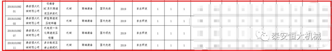 泰安恒大機械有限公司正式入選“2019年山東省第一批技術(shù)創(chuàng)新項目計劃”